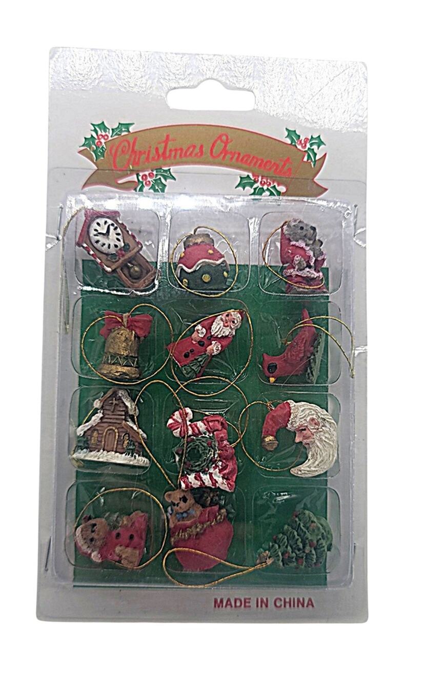 NEW Set Of 12 Victorian Miniature Mini Resin Christmas Ornaments 1" CL60